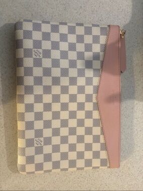 Louis Vuitton Damier Azur Clutch with Pink Trim